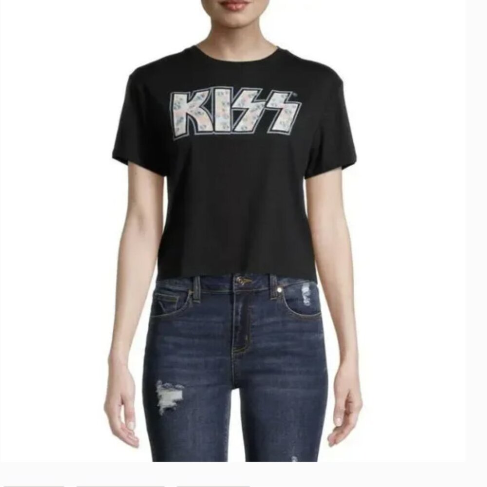 KISS 3XL Ladies hard Rock Shirt Skimmer t-shirt Top Embroidery floral print